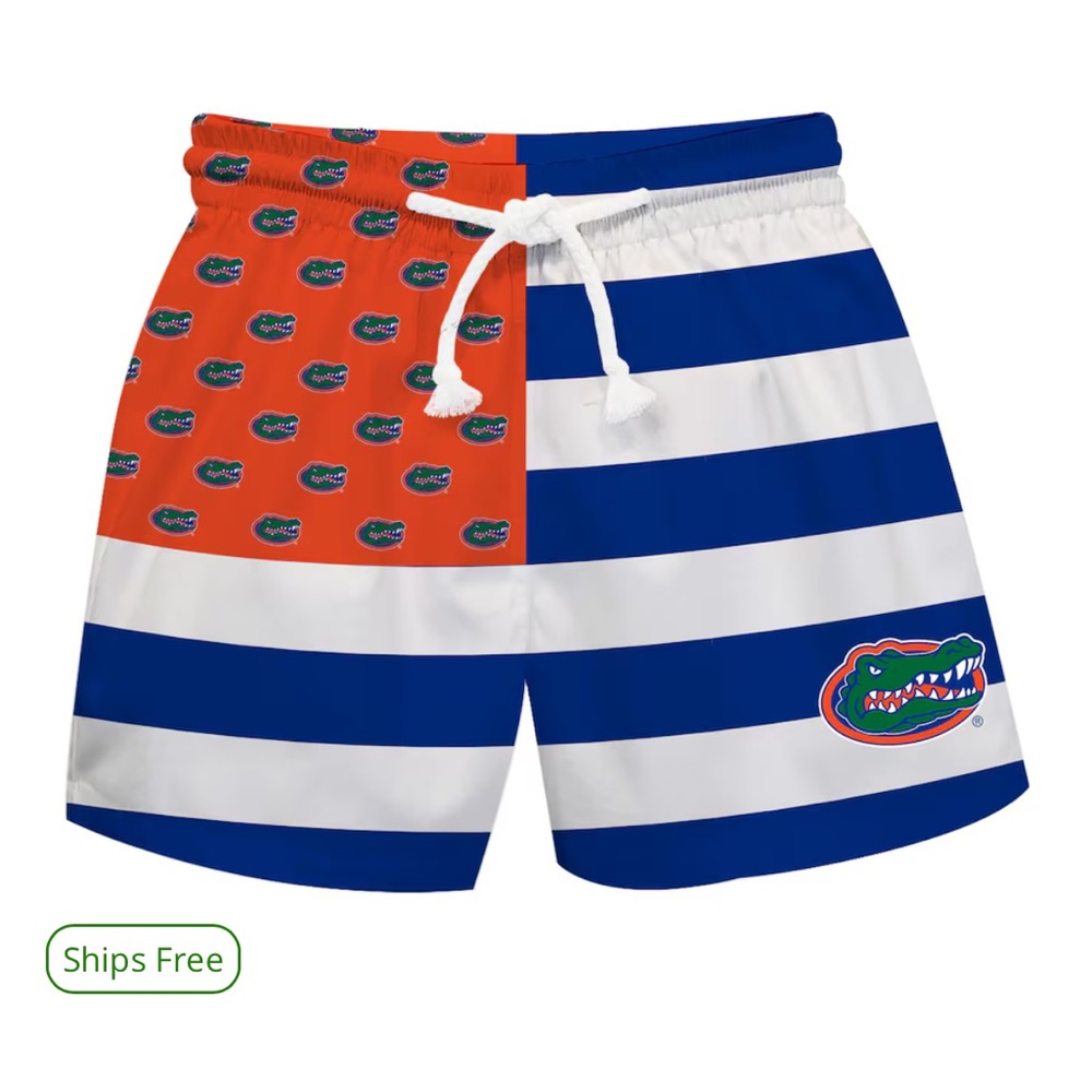 Florida Gators Vive La Fete Toddler Flag Swim Trunks - Royal/Orange